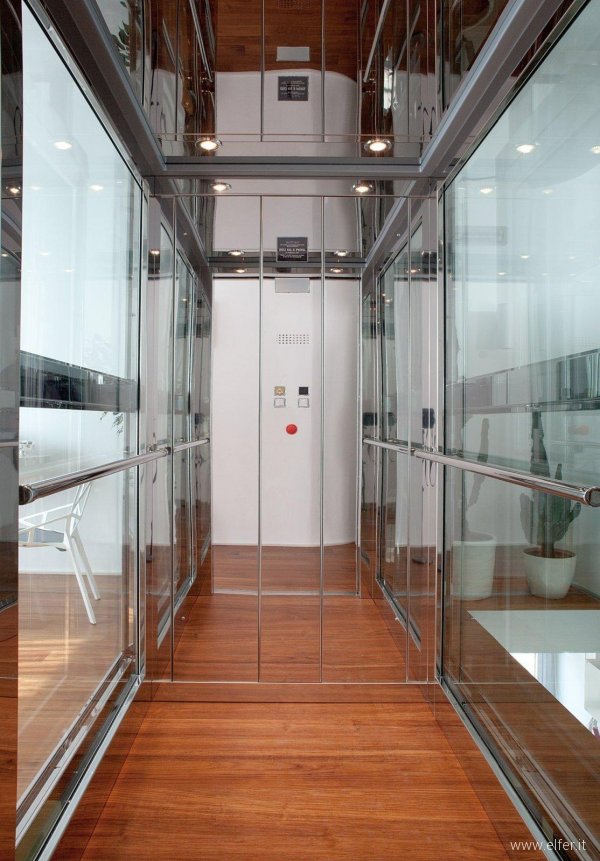 Cabina ascensore acciaio e vetro