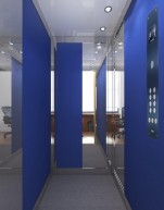 cabina ascensore blu